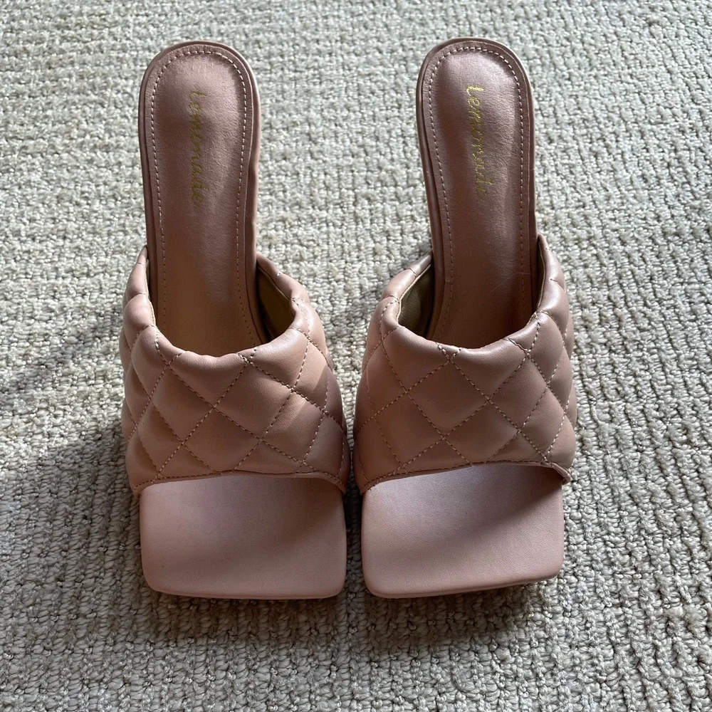 Lulu's Quilted Blush Square-Toe Stiletto Mules